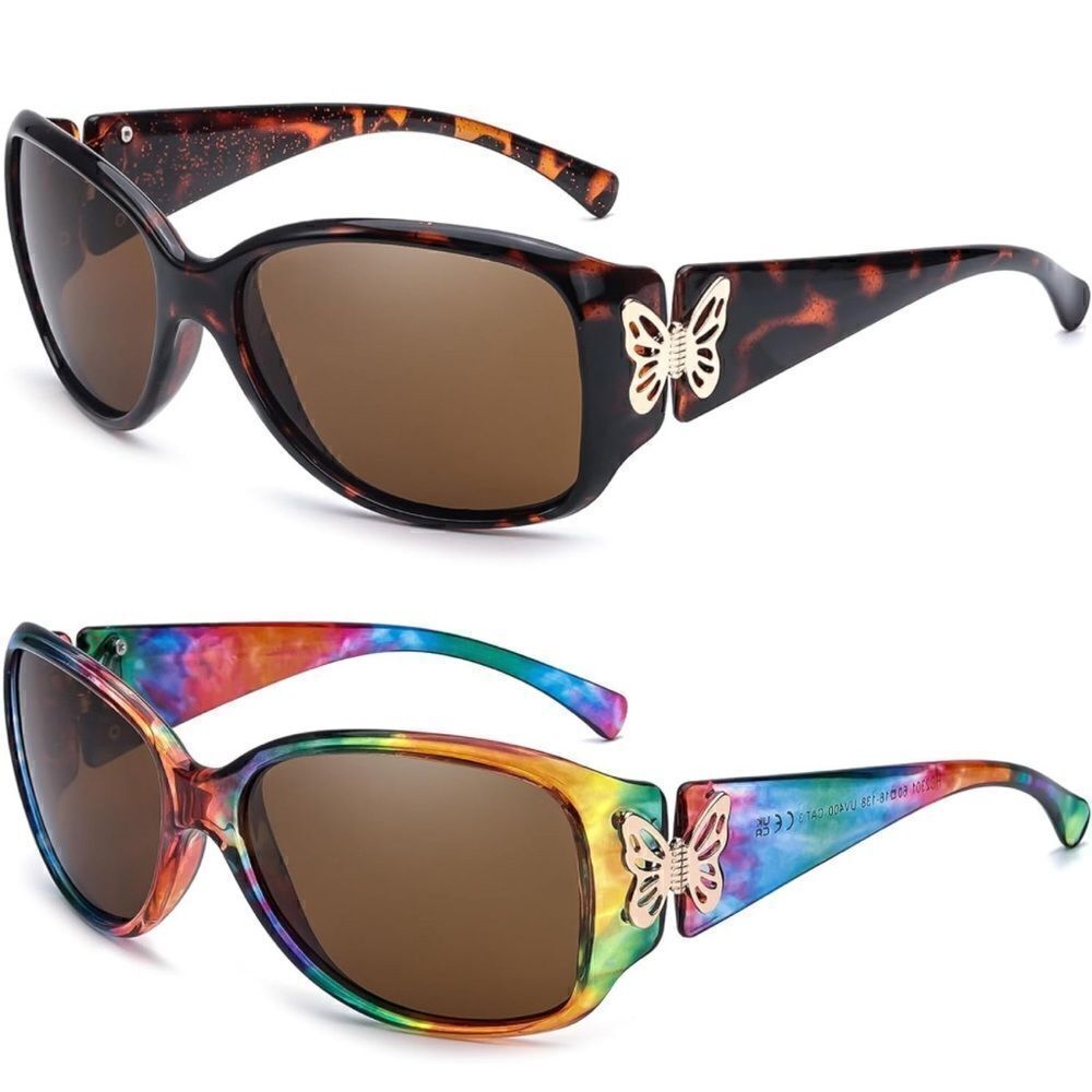 🦋🦋Pack Polarized Sunglasses for Women Trendy Wraparound Glasses Butterfly
